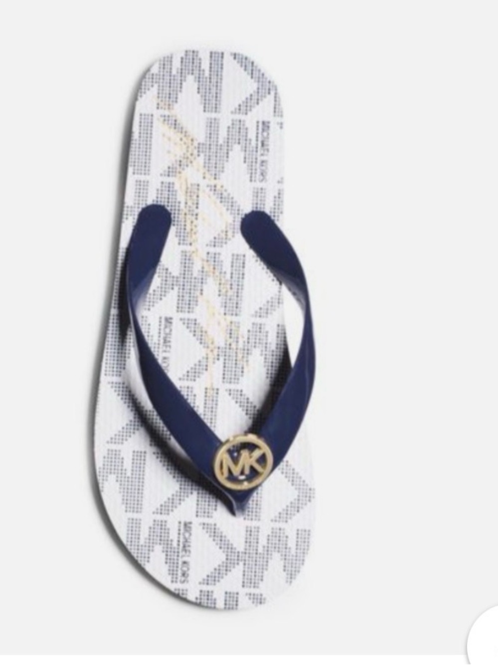 MICHAEL KORS NAVY BLUE AND WHITE LOGO FLIP FLOPS SIZE 8